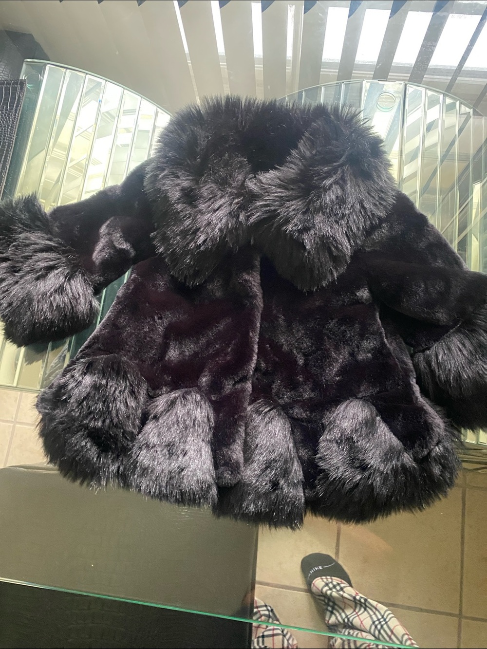 Lux Faux-Fur Black Toddler Coat with Plush Trim warm new with tags
